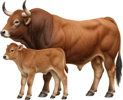 Toros y vacas con terneros